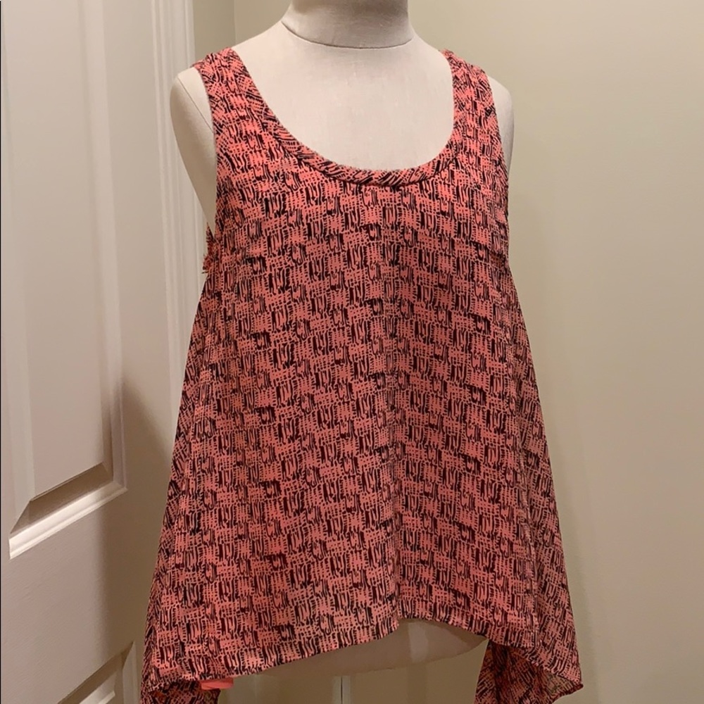 The Addison Story Coral/Black Scoopneck Tank , S